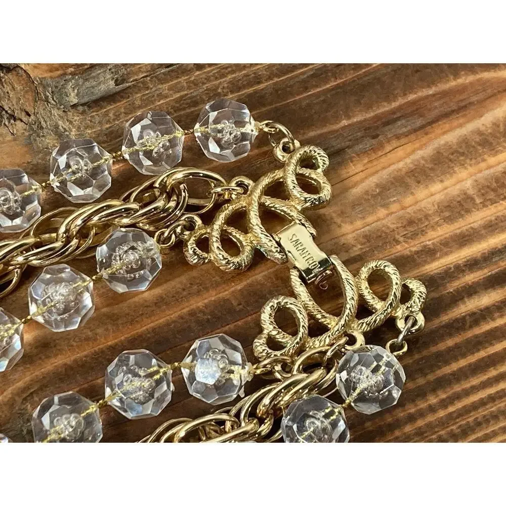 Vintage 1976 SARAH COVENTRY Golden Ice 3 Strand Necklace Lucite Bubble Beads
